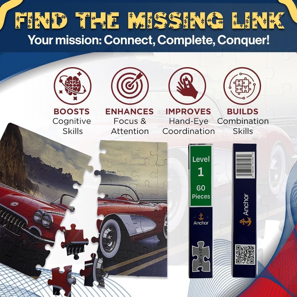 Anchor Level 1 – 60-Piece Sunday Drive Activity | Cognitive Support for Seniors with Alzheimer’s, Dementia, and Memory Care