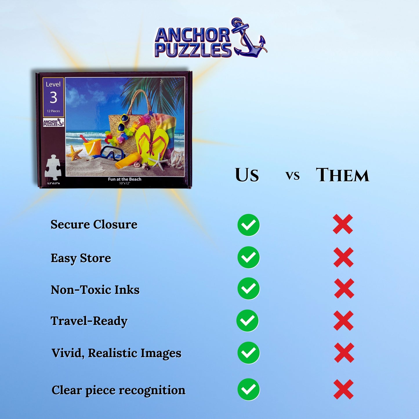 Anchor 12-Piece Beach Scene Activity for Seniors | Calm Cognitive Support for Dementia and Memory Care