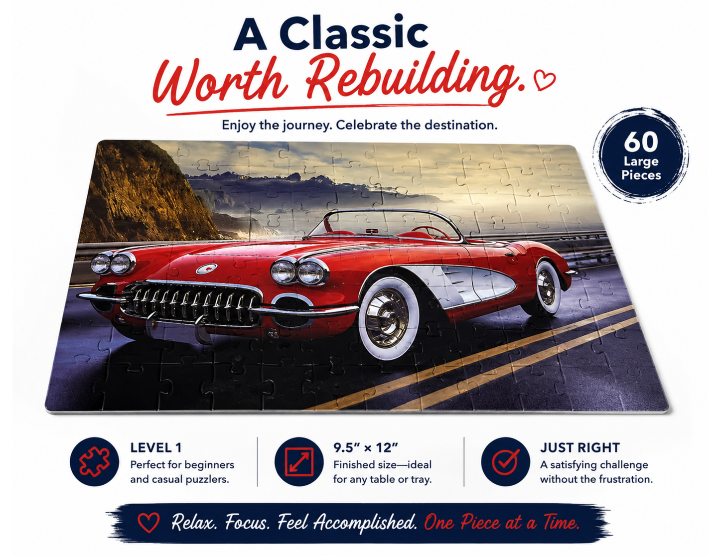 Sunday Drive | Level 1 Large-Piece Puzzle | 60 Pieces