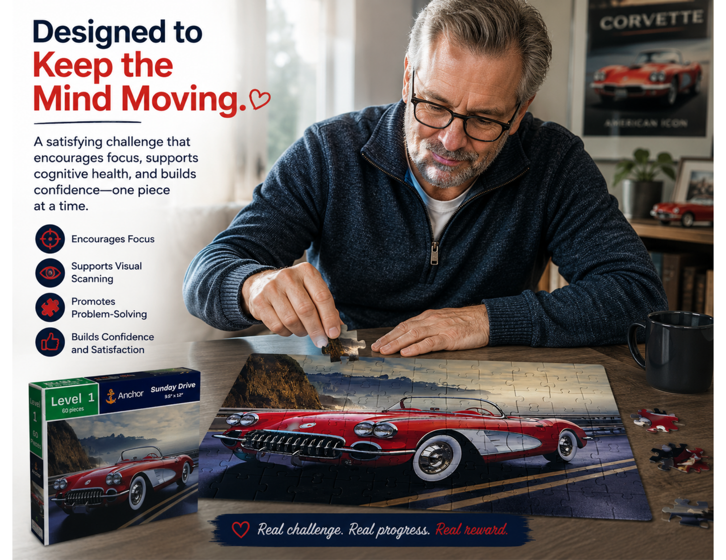 Sunday Drive | Level 1 Large-Piece Puzzle | 60 Pieces