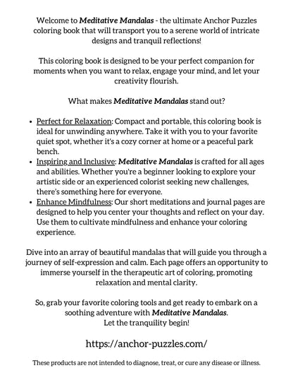 Meditative Mandala Coloring Book PDF – 60 Pages of Mindfulness, Guided Meditations & Journaling for Relaxation | All Ages