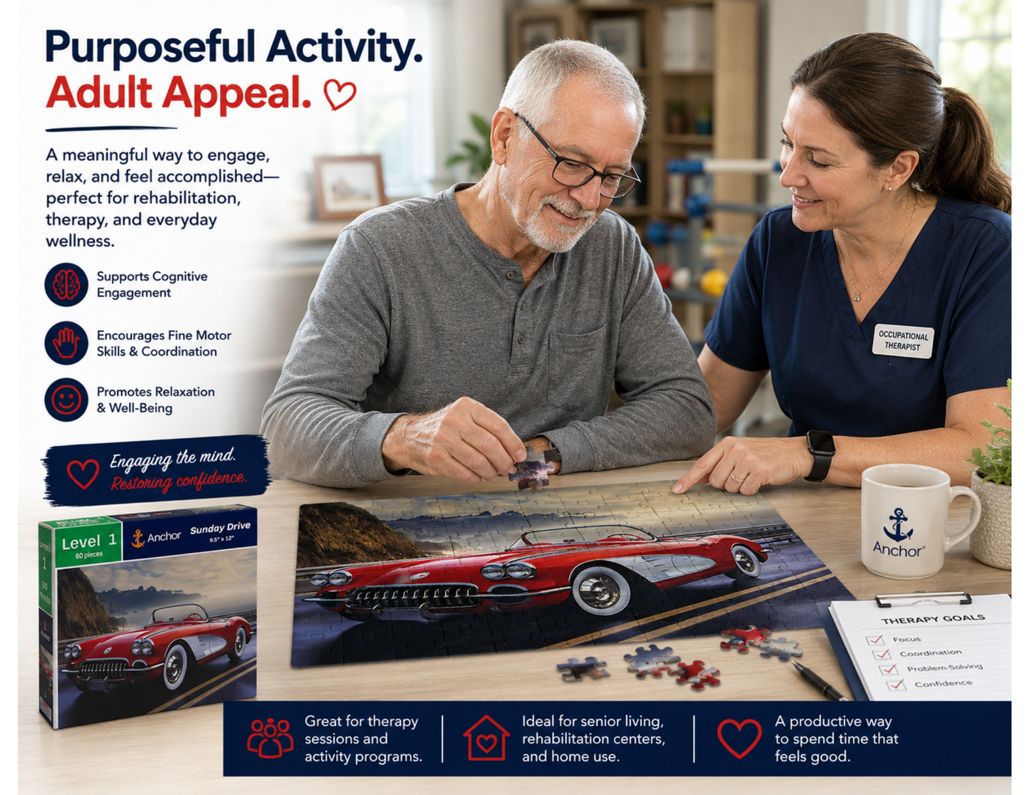 Sunday Drive | Level 1 Large-Piece Puzzle | 60 Pieces