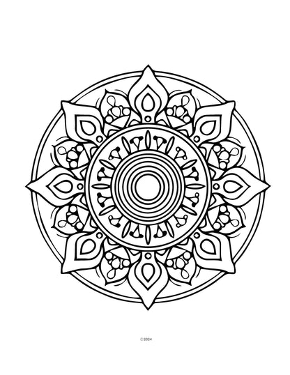 Meditative Mandala Coloring Book PDF – 60 Pages of Mindfulness, Guided Meditations & Journaling for Relaxation | All Ages