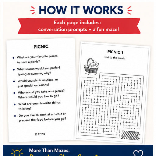 Adult Maze Book Level 3 | Easy Mazes for Seniors | Dementia & Memory Care Activities | Large Print Adult Activity | Printable PDF