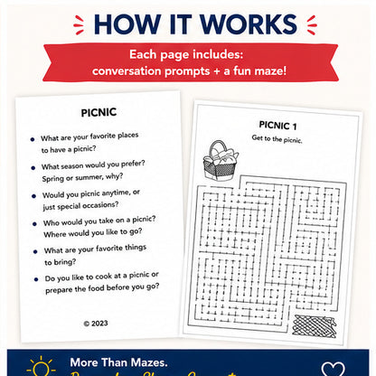 Adult Maze Book Level 3 | Easy Mazes for Seniors | Dementia & Memory Care Activities | Large Print Adult Activity | Printable PDF