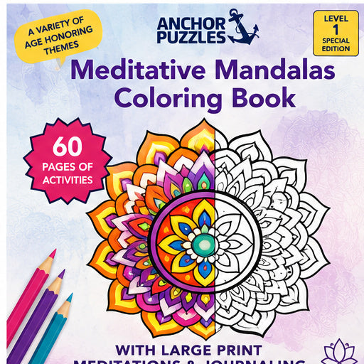 Meditative Mandalas Coloring Book | Printable Adult Coloring Pages | Mindfulness & Journaling Activities for Seniors | PDF Download