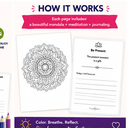 Meditative Mandalas Coloring Book | Printable Adult Coloring Pages | Mindfulness & Journaling Activities for Seniors | PDF Download